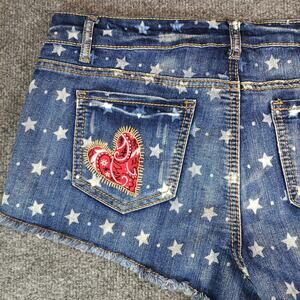 Denim Cut Off Shorts Women Sz 13 Low Rise Cutoff Western Cowgirl Festival Stars